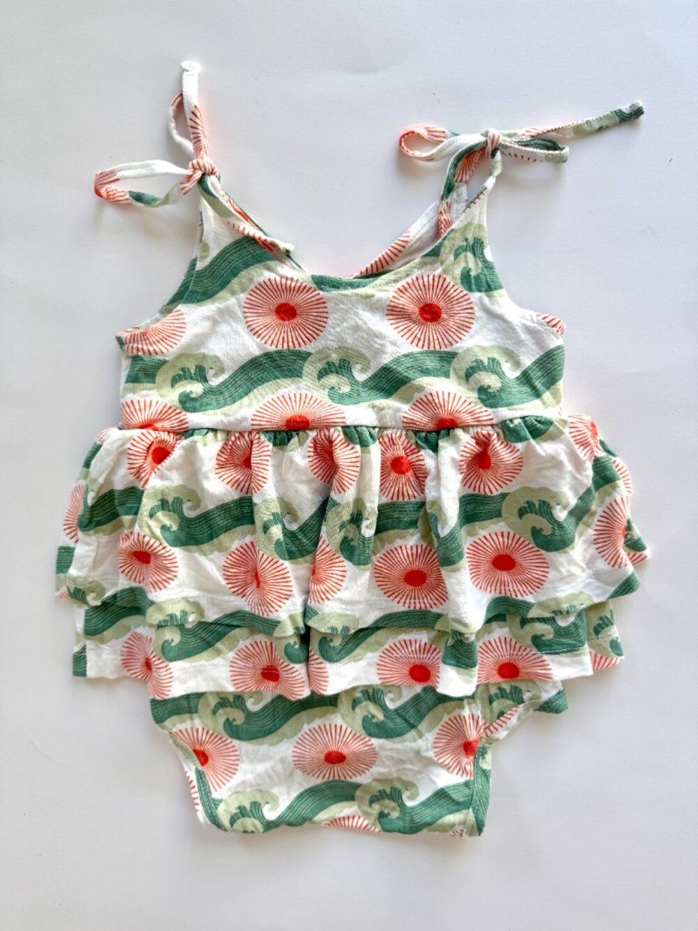 Kate Quinn Girls Sun Wave Print Tiered Romper 18-24M